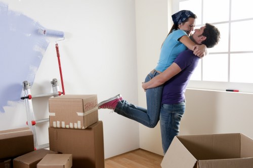 Packed boxes and moving day planning in a Tooting property
