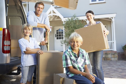 Packed household items ready for local removals in Tooting